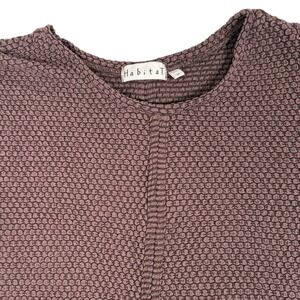 Habitat Clothes to Live in Shirt Womens M Brown Waffle Textured V Neck Lagenlook